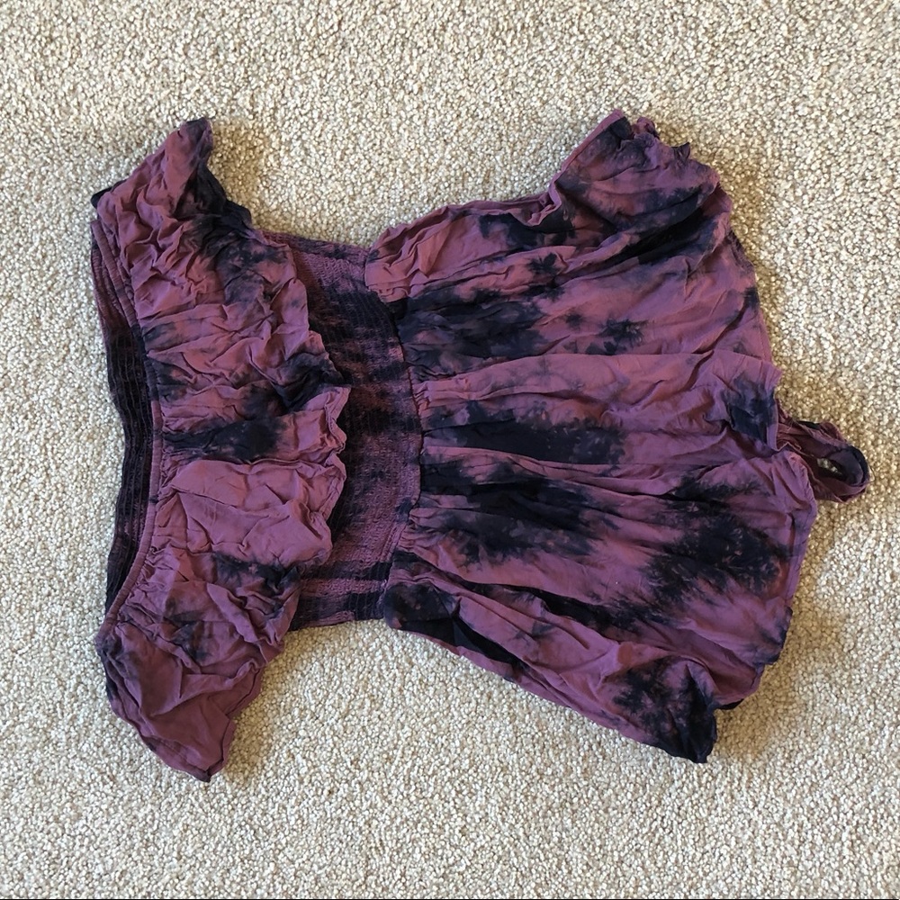Forever 21 Pink Black Tie Dye Smocked Romper S Boho - Picture 4 of 5